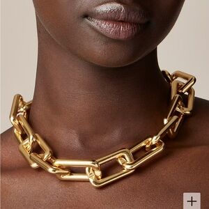 J. Crew oversized chain link necklace. Brand new in pouch. Gold